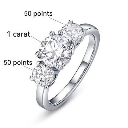 Moissanite S925 Sterling Silver Ring Plated with 18K White Gold – Elegant and Sparkling Design