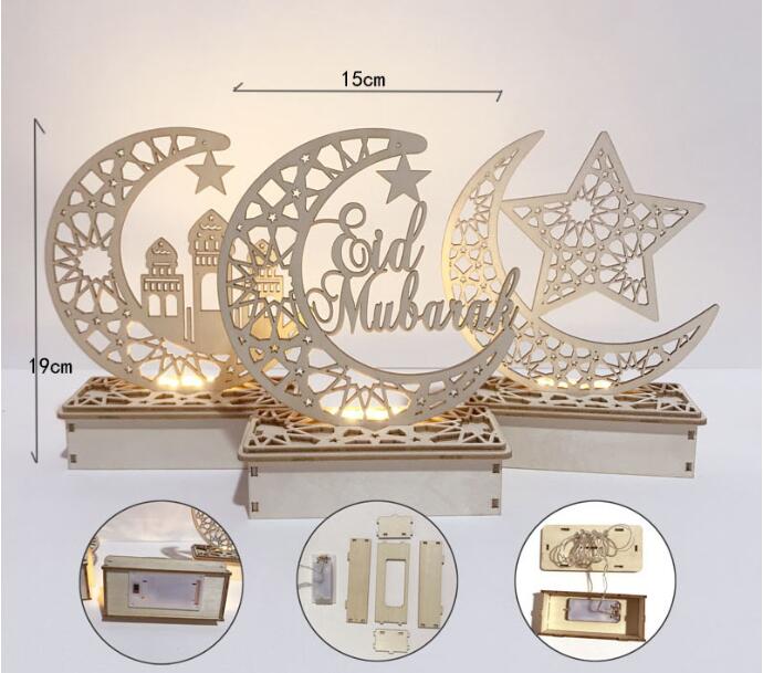 Wooden DIY Muslim Islamic Palace LED Eid Mubarak Decoration - Laser Cut Cake Insert