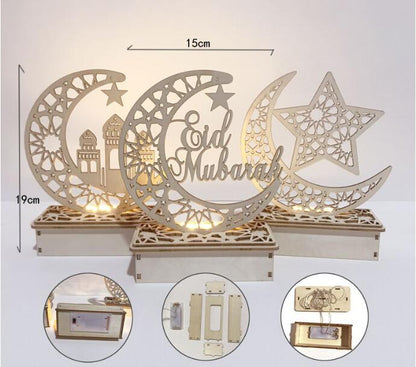 Wooden DIY Muslim Islamic Palace LED Eid Mubarak Decoration - Laser Cut Cake Insert