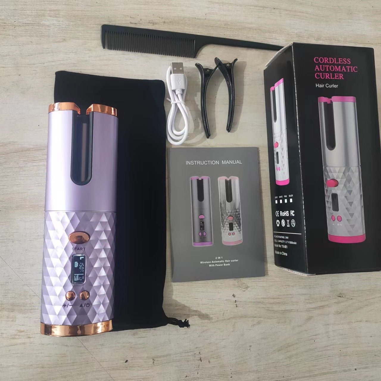 Portable Wireless Automatic Curler – USB Rechargeable Hair Curler for Dry & Wet Hair