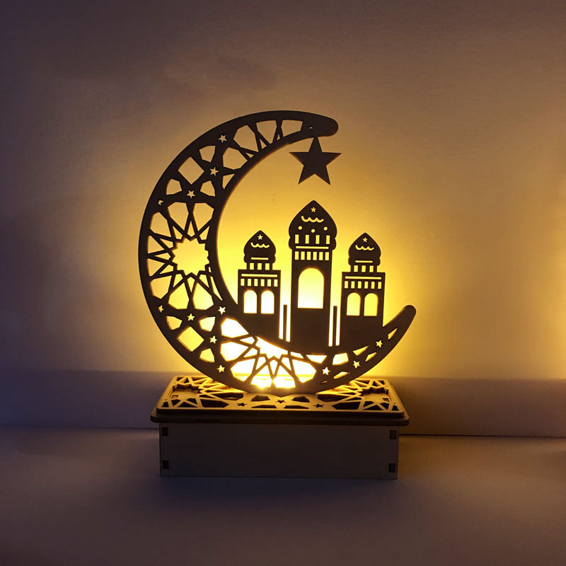 Wooden DIY Muslim Islamic Palace LED Eid Mubarak Decoration - Laser Cut Cake Insert