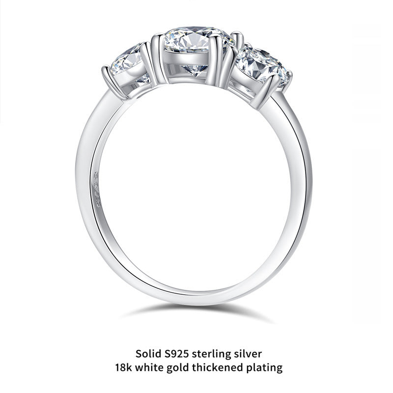 Moissanite S925 Sterling Silver Ring Plated with 18K White Gold – Elegant and Sparkling Design