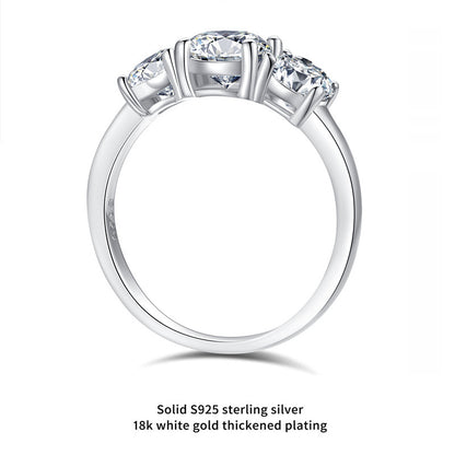 Moissanite S925 Sterling Silver Ring Plated with 18K White Gold – Elegant and Sparkling Design