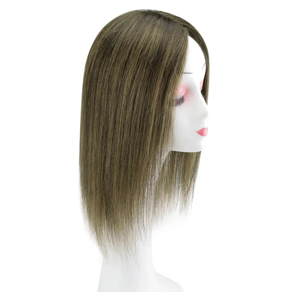 Hair Topper for Thinning Hair – 100% Brazilian Human Hair Piece, 6x7” Mono and PU Base, Hand-Made Extensions for Women