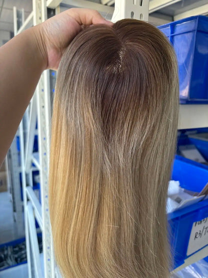 Hair Topper for Thinning Hair – 100% Brazilian Human Hair Piece, 6x7” Mono and PU Base, Hand-Made Extensions for Women