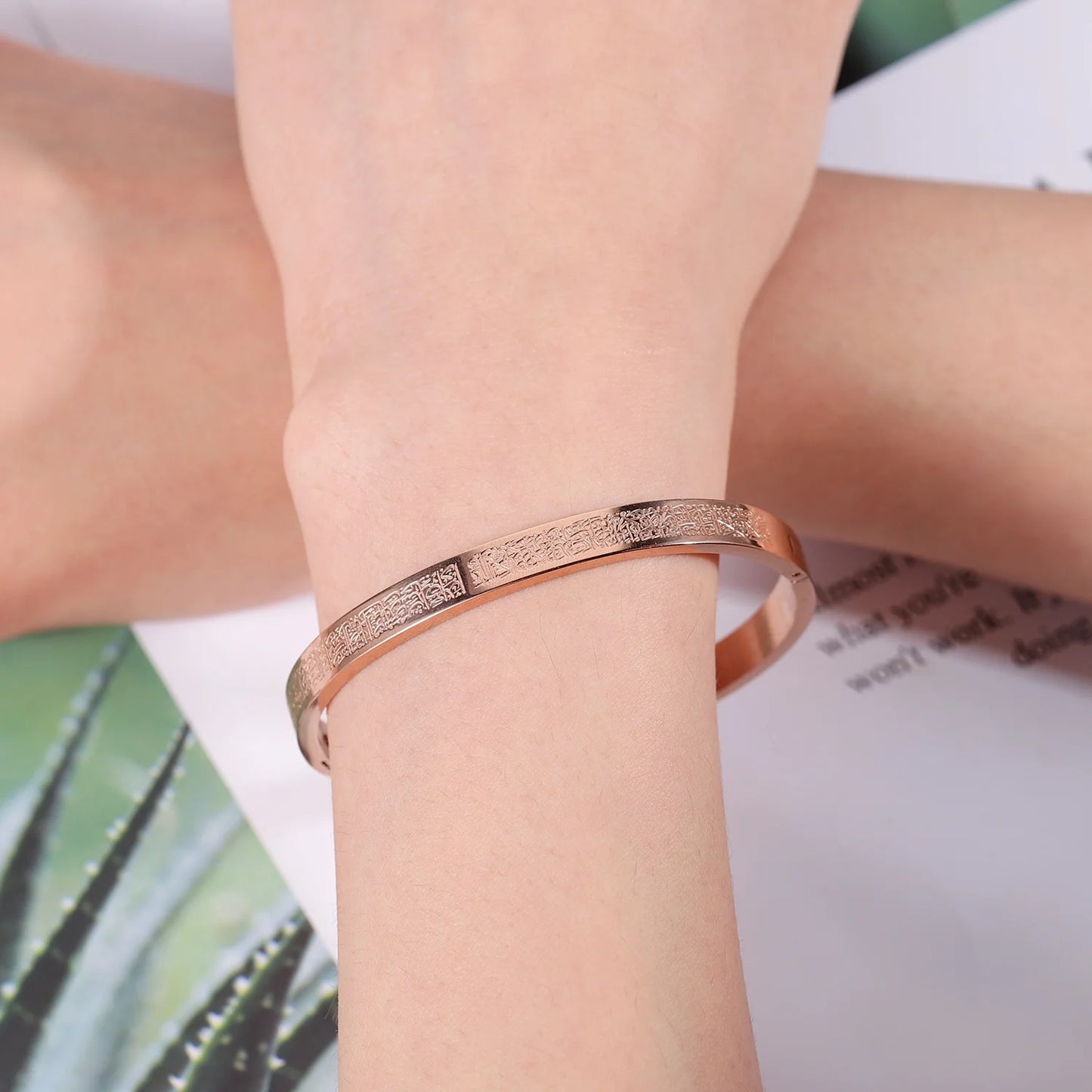 Personalized AYATUL KURSI Islamic Jewelry Bracelets Stainless Steel  Openable Bangles Arabic Calligraphy Islamic Faith Gifts