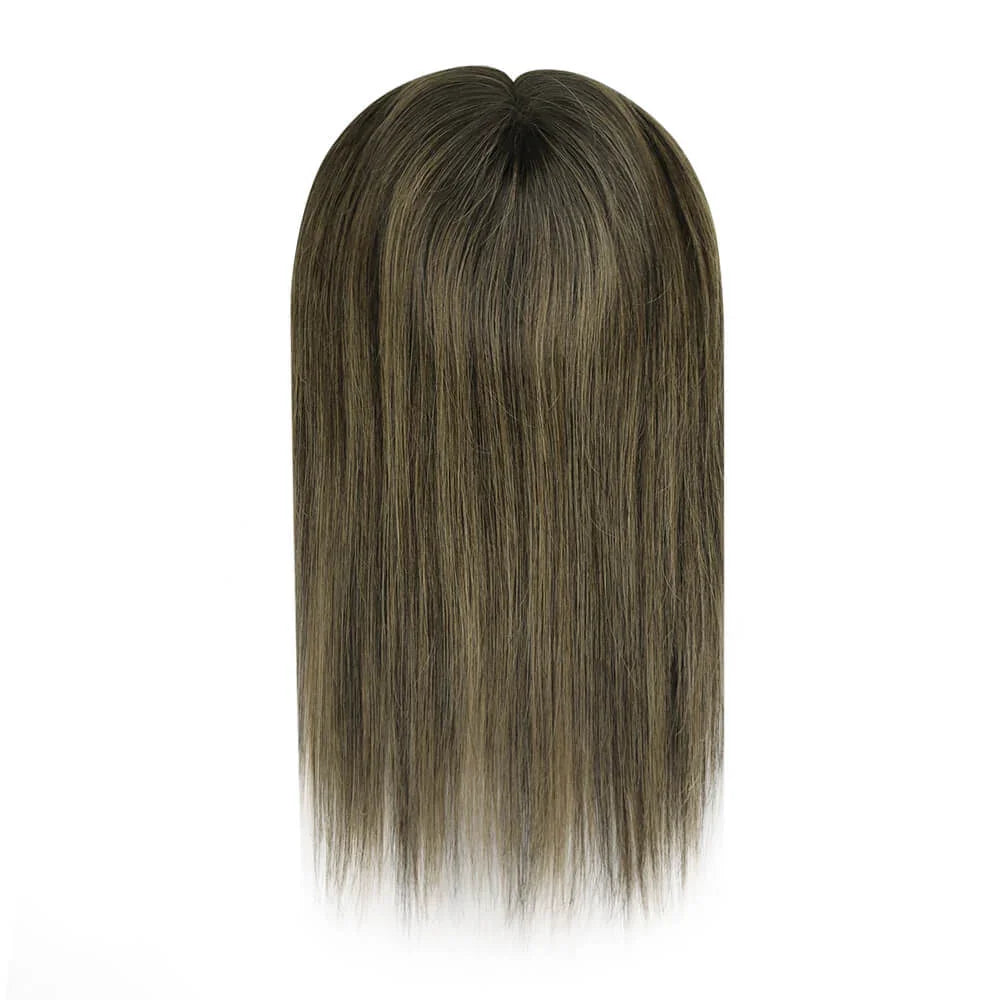 Hair Topper for Thinning Hair – 100% Brazilian Human Hair Piece, 6x7” Mono and PU Base, Hand-Made Extensions for Women