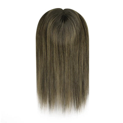 Hair Topper for Thinning Hair – 100% Brazilian Human Hair Piece, 6x7” Mono and PU Base, Hand-Made Extensions for Women