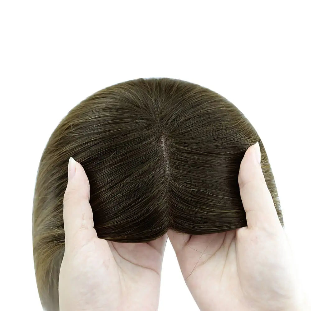 Hair Topper for Thinning Hair – 100% Brazilian Human Hair Piece, 6x7” Mono and PU Base, Hand-Made Extensions for Women