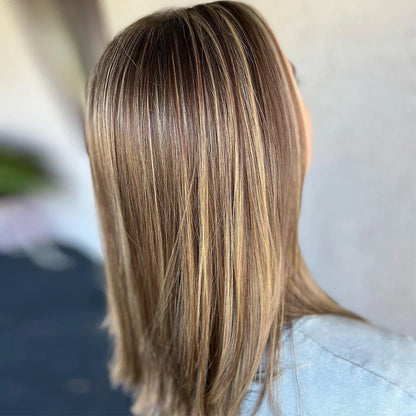 12” Brown Blonde Balayage Lace Front Wig – 100% Virgin European Human Hair Bob Wig, Pre-Plucked, HD Transparent Lace, 150% Density