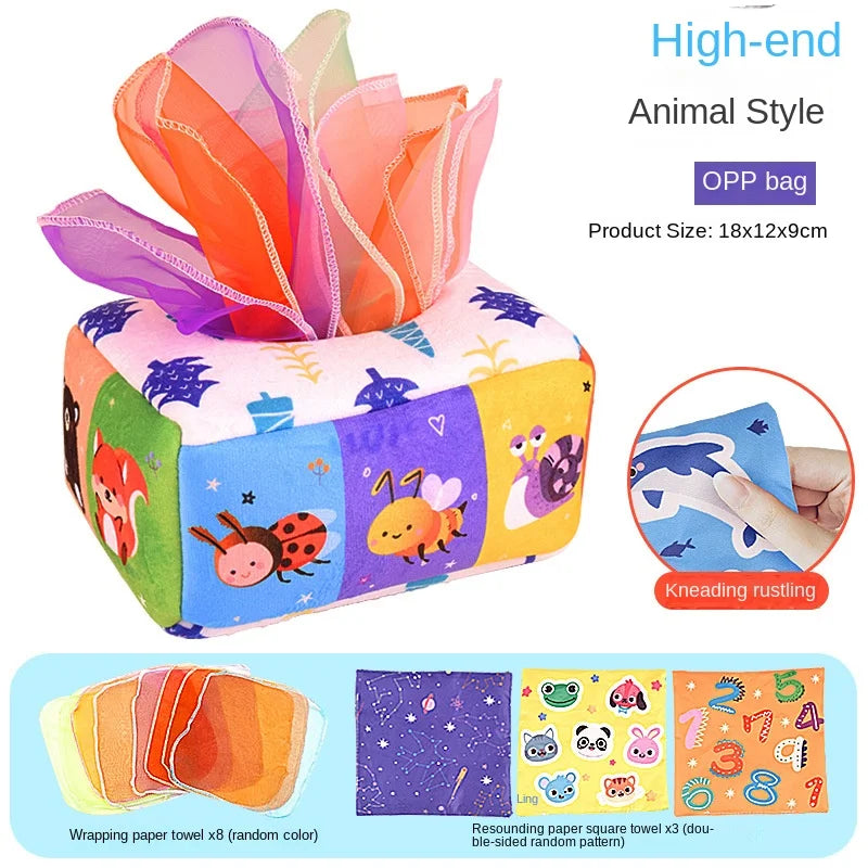 Baby Montessori Magic Tissue Box – Sensory Toy for Fine Motor Skill Development