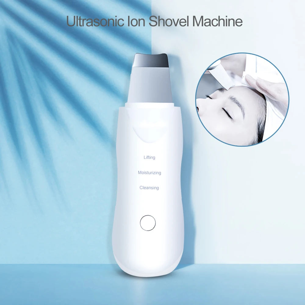 Ultrasonic Skin Scrubber Facial Cleaner - Blackhead Remover, Peeling & Massager