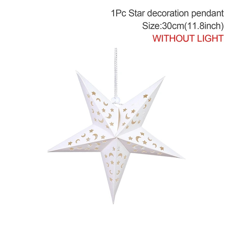 Eid Mubarak Hollow Star Pendant – Ramadan Home Decor 2025