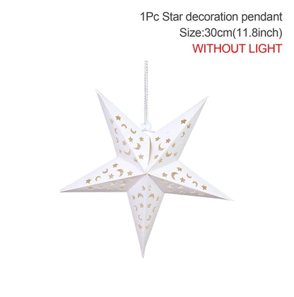 Eid Mubarak Hollow Star Pendant – Ramadan Home Decor 2025