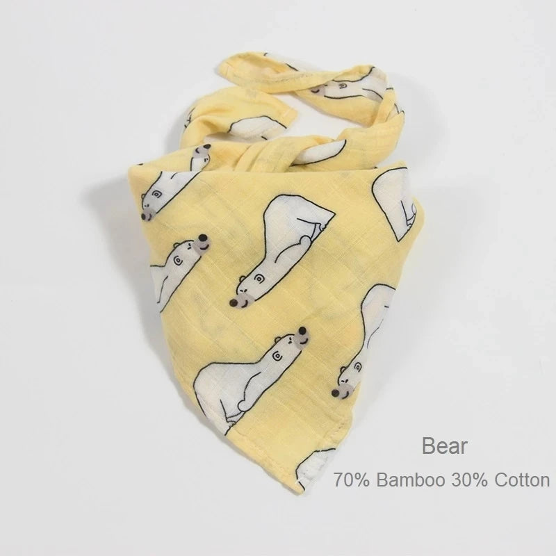 Organic Cotton Muslin Baby Swaddle – 60x60cm Blanket, Bib, & Towel Wrap