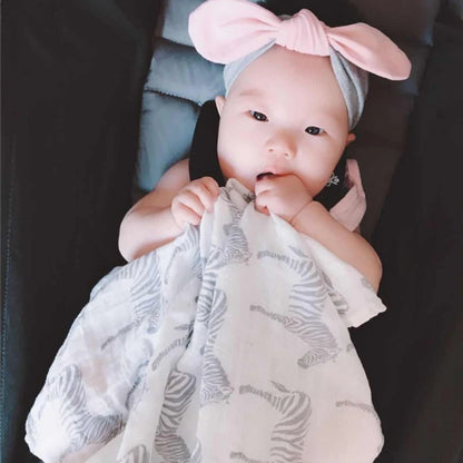 Organic Cotton Muslin Baby Swaddle – 60x60cm Blanket, Bib, & Towel Wrap