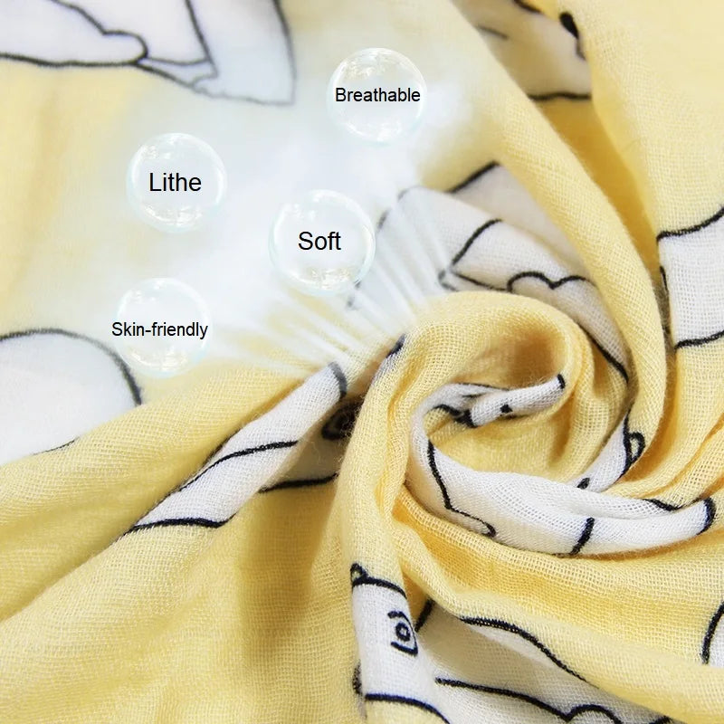Organic Cotton Muslin Baby Swaddle – 60x60cm Blanket, Bib, & Towel Wrap