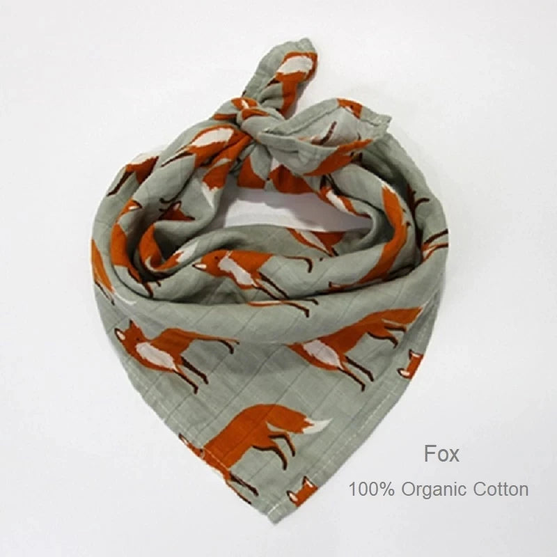 Organic Cotton Muslin Baby Swaddle – 60x60cm Blanket, Bib, & Towel Wrap