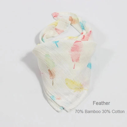 Organic Cotton Muslin Baby Swaddle – 60x60cm Blanket, Bib, & Towel Wrap