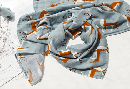 Organic Cotton Muslin Baby Swaddle – 60x60cm Blanket, Bib, & Towel Wrap