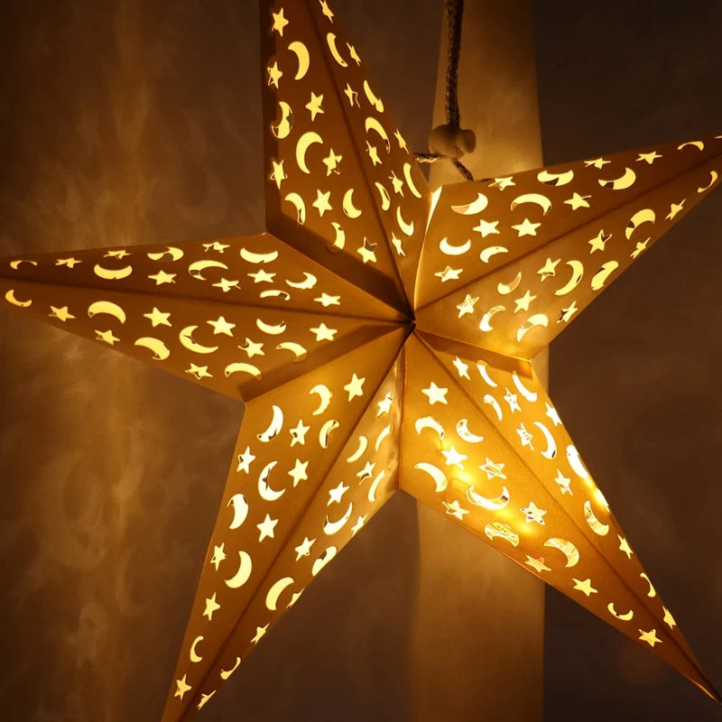 Eid Mubarak Hollow Star Pendant – Ramadan Home Decor 2025