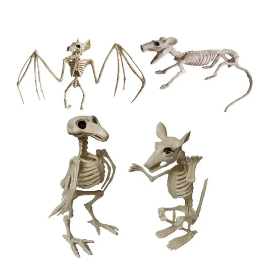 Halloween Animal Skeleton Bones – Bat, Mouse, Crow Horror Decorations for Party and Haunted House