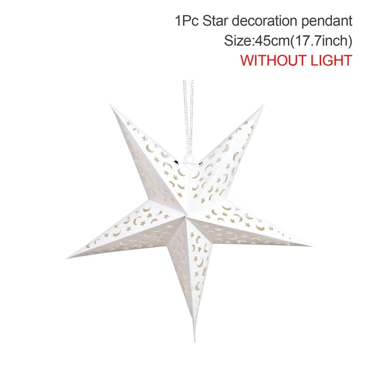 Eid Mubarak Hollow Star Pendant – Ramadan Home Decor 2025