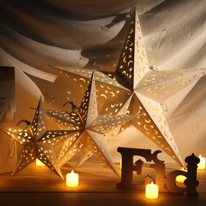 Eid Mubarak Hollow Star Pendant – Ramadan Home Decor 2025
