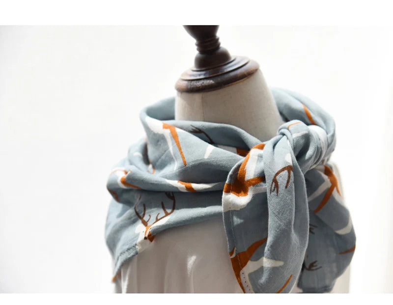 Organic Cotton Muslin Baby Swaddle – 60x60cm Blanket, Bib, & Towel Wrap