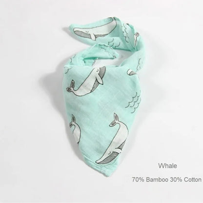 Organic Cotton Muslin Baby Swaddle – 60x60cm Blanket, Bib, & Towel Wrap