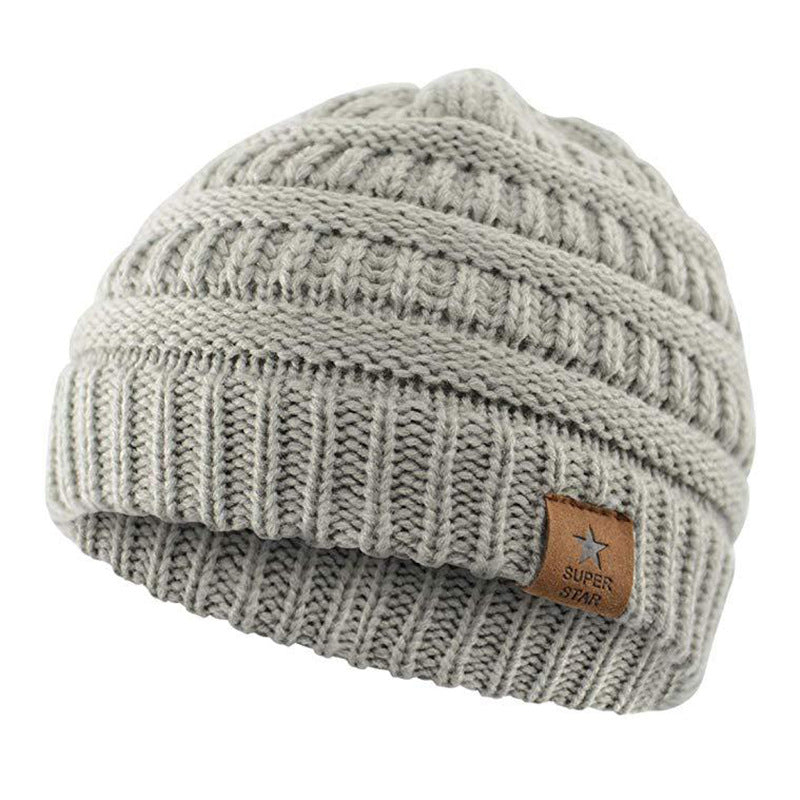 Children’s Wool Knitted Hat with Five-Pointed Star – Warm Winter Dome Cap