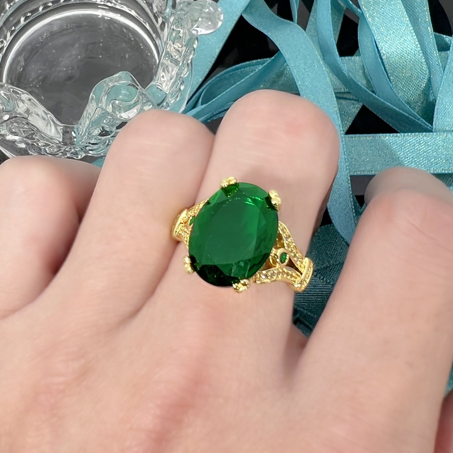 Goose Egg Diamond Ring – Creative Large Bare Stone Ring Electroplated 18k Gold