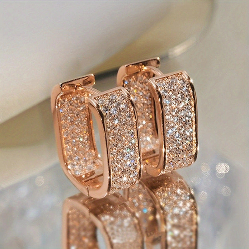 Light Luxury Micro-Encrusted Zircon Earrings for Women – Elegant, Simple & Fashionable Jewelry