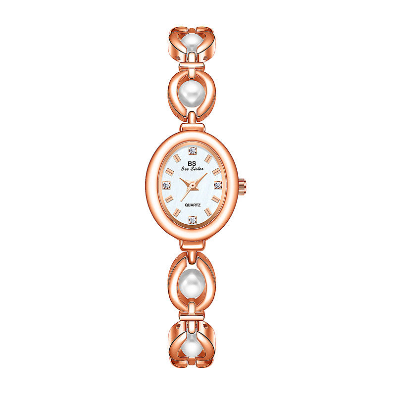 New Pearl Grace Women's Quartz Watch – Elegant Design in Gold, Silver, & Rose Gold