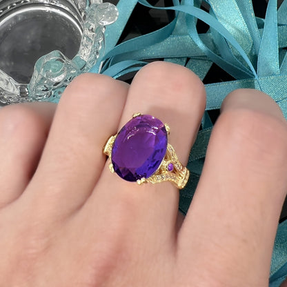 Goose Egg Diamond Ring – Creative Large Bare Stone Ring Electroplated 18k Gold