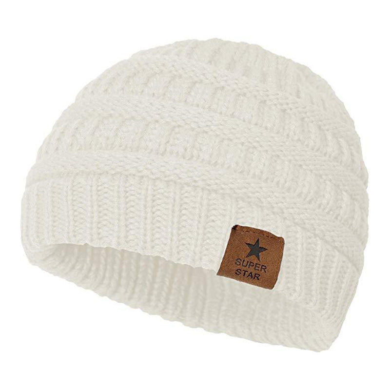 Children’s Wool Knitted Hat with Five-Pointed Star – Warm Winter Dome Cap