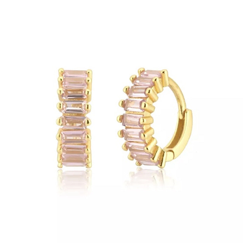 European & American Round Earrings with Diamonds and Zircon – Simple Elegant Design for Women