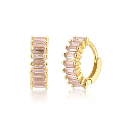 European & American Round Earrings with Diamonds and Zircon – Simple Elegant Design for Women