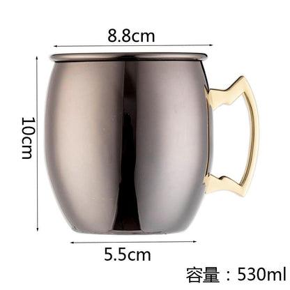 304 Stainless Steel Moscow Mule Cup – Hammered Copper-Plated Cocktail Glass