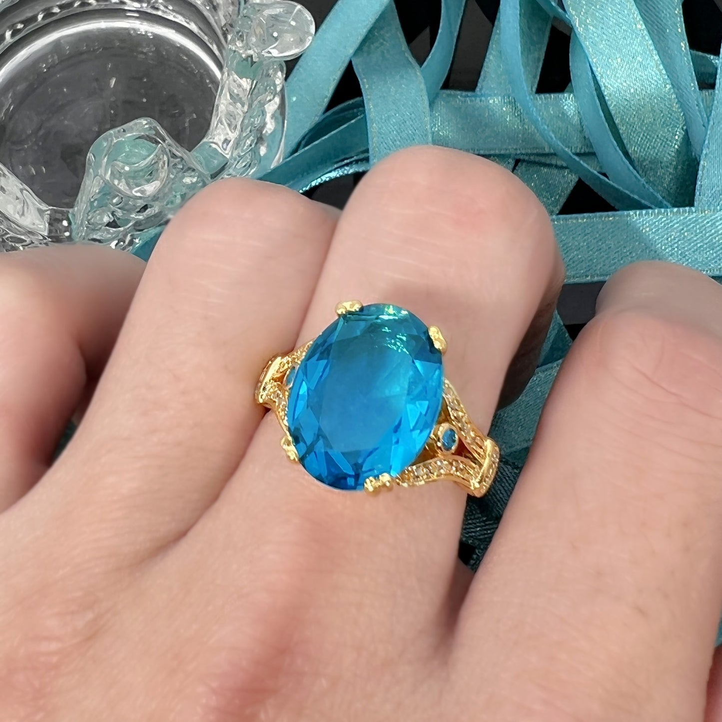 Goose Egg Diamond Ring – Creative Large Bare Stone Ring Electroplated 18k Gold