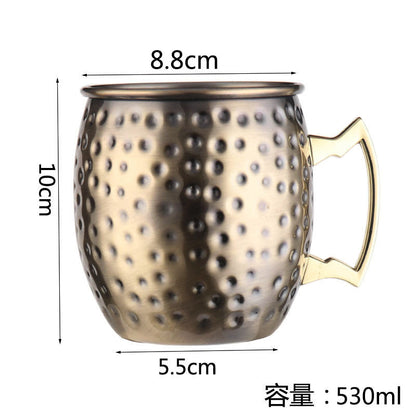 304 Stainless Steel Moscow Mule Cup – Hammered Copper-Plated Cocktail Glass
