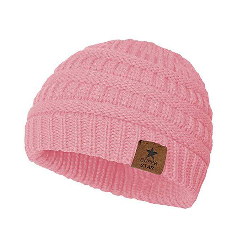 Children’s Wool Knitted Hat with Five-Pointed Star – Warm Winter Dome Cap
