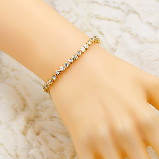 Simple Copper Zircon Platinum Bracelet – White Gold, Champagne Gold & Rose Gold Options