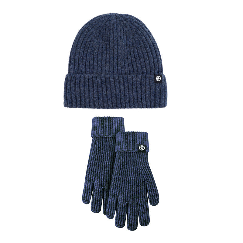 Unisex Winter Wool Knitted Hat & Gloves Set – Striped Touchscreen & Windproof
