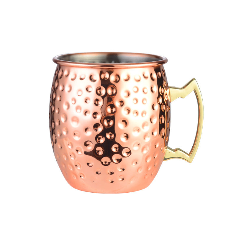 304 Stainless Steel Moscow Mule Cup – Hammered Copper-Plated Cocktail Glass
