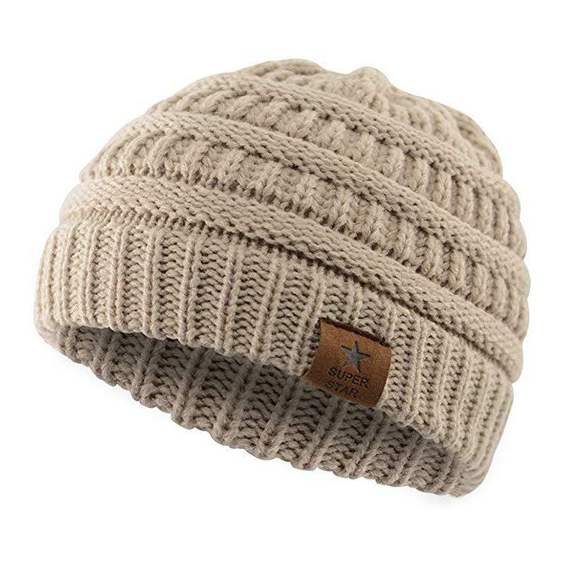Children’s Wool Knitted Hat with Five-Pointed Star – Warm Winter Dome Cap