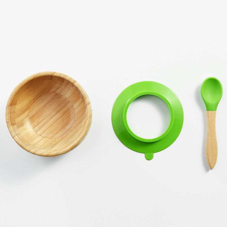 Baby Bamboo Bowl Set with Strong Suction – Suction Cup Bowl & Spoon Set for Learning to Eat
