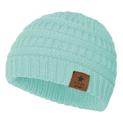 Children’s Wool Knitted Hat with Five-Pointed Star – Warm Winter Dome Cap