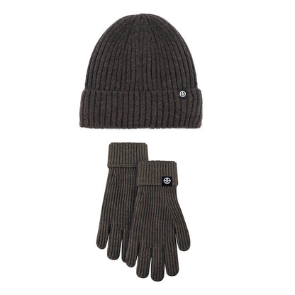 Unisex Winter Wool Knitted Hat & Gloves Set – Striped Touchscreen & Windproof