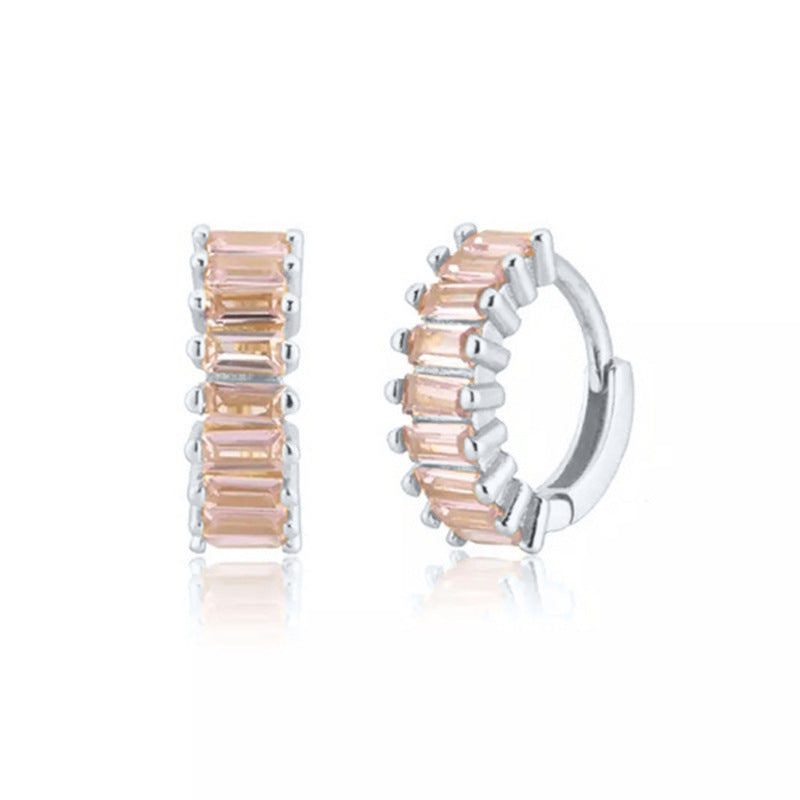 European & American Round Earrings with Diamonds and Zircon – Simple Elegant Design for Women